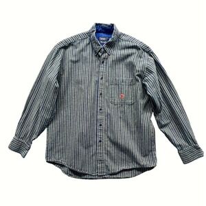 Vintage TwentyX by Wrangler Mens L Plaid Button Down Shirt Blue Green Large 16.5